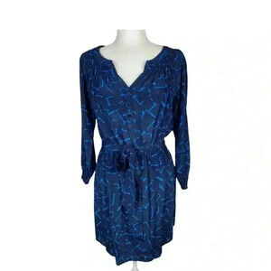 Shoshanna Dress Womens size 4 Taber Silk Blue Purple Print Tie Waist